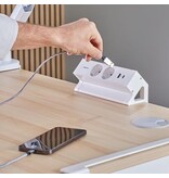 Fellowes contactdoos Power Desk 2, 2 stopcontacten + 1 x USB-A + 1 x USB-C, wit, voor Nederland