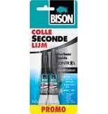 Bison Bison secondelijm Control Vloeibaar, tube van 3 g, promo blister van 2 stuks