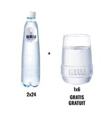 ACTIE BRU: 2 x Bru lichtsprankelend water, 50 cl, pak van 24 stuks + 1 x Bru glazen, 6 stuks
