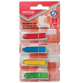 Office Products OFFICE products index, 12 x 43 mm, geassorteerde kleuren, blister van 4 x 24 tabs