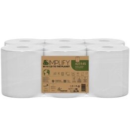 Papernet Papernet papieren handdoeken Simplify Centerfeed, 2-laags, 90 m, 450 vel, pak van 6 rollen