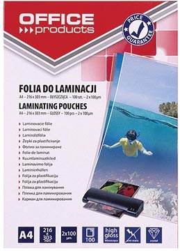Office Products OFFICE products lamineerhoes A4, 200 micron (2 x 100 micron), pak van 100 stuks