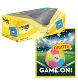 Post-It Notes Actie Post-It: 1 x Notes, 100 vel, 76x76, geel, pak van 16 (+ 4 gratis) +1 x GRATIS voetbal