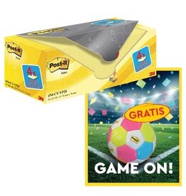 Post-It Notes Actie Post-It: 1 x Notes, 100 vel, 76x76, geel, pak van 16 (+ 4 gratis) +1 x GRATIS voetbal