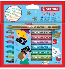 Stabilo STABILO Trio DECO viltstift, blister van 8 stuks in metaalkleuren