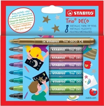 Stabilo STABILO Trio DECO viltstift, blister van 8 stuks in metaalkleuren