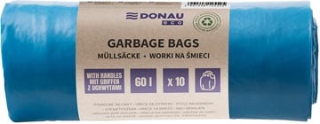 DONAU DONAU ECO vuilniszak, LDPE, 30 micron, 60 liter, blauw, rol van 10 stuks