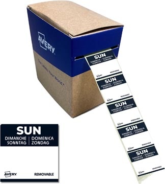 Avery Avery etiketten voedselcodering, HACCP, zondag, ft 25 x 25 mm, dispenser van 1000 stuks