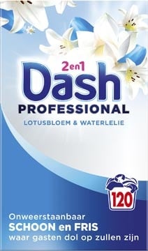 Dash Dash Professional 2 in 1 Formula Lotusbloem & Waterlelie waspoeder, doos van 6,6 kg, 120 wasbeurten
