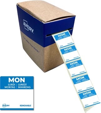 Avery Avery etiketten voedselcodering, HACCP, maandag, ft 25 x 25 mm, dispenser van 1000 stuks