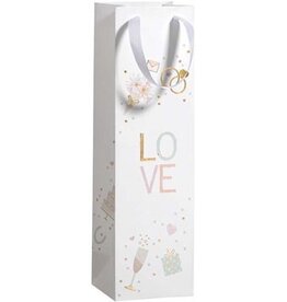 Merkloos Geschenkzak Love, voor fles, 11 x 38 x 11 cm