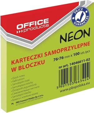 Office Products OFFICE products memoblok Neon, 76 x 76 mm, 100 vel, neongroen