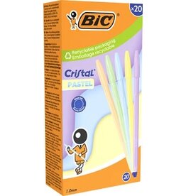 Bic Bic balpen Cristal Medium pastel, doos van 20 stuks, assorti