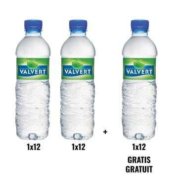 ACTIE VALVERT: 2 + 1 GRATIS: Valvert water, fles van 33 cl, pak van 12 stuks (ref. 53816)