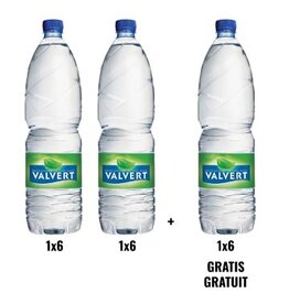 ACTIE VALVERT: 2 + 1 GRATIS: Valvert water, fles van 1,5 liter, pak van 6 stuks (ref. 053805)