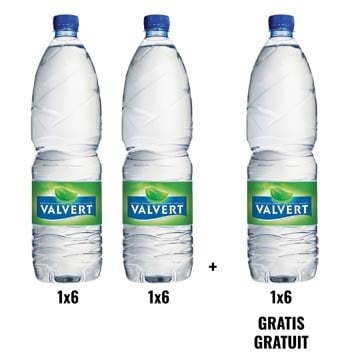 ACTIE VALVERT: 2 + 1 GRATIS: Valvert water, fles van 1,5 liter, pak van 6 stuks (ref. 053805)