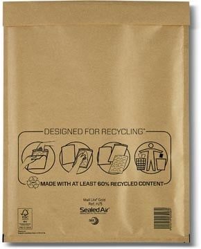 Mail Lite luchtkussenenveloppen, goud, H/5, 270 x 360 mm, doos van 100 stuks