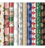 Merkloos Geschenkpapier Kerst Premium, 70 cm x 2 m, geassorteerde kleuren