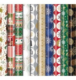 Merkloos Geschenkpapier Kerst Premium, 70 cm x 2 m, geassorteerde kleuren