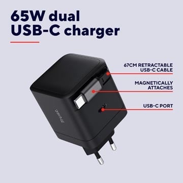Trust Trust Maxo intrekbare USB-C oplader, 65 W