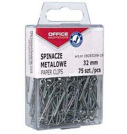 Office Products OFFICE products papierklemmen, 32 mm, metaal, plastic ophangdoosje van 75 stuks
