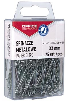 Office Products OFFICE products papierklemmen, 32 mm, metaal, plastic ophangdoosje van 75 stuks