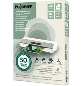 Fellowes lamineerhoes 50 % gerecycleerd, glanzend, ft A6, pak van 100 stuks
