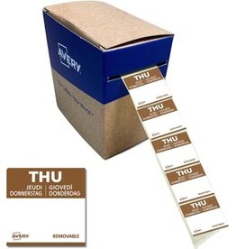 Avery Avery etiketten voedselcodering, HACCP, donderdag, ft 25 x 25 mm, dispenser van 1000 stuks