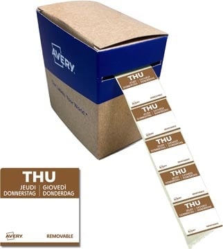 Avery Avery etiketten voedselcodering, HACCP, donderdag, ft 25 x 25 mm, dispenser van 1000 stuks