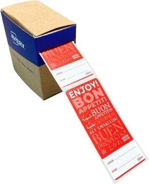 Avery Avery etiketten sluitzegel bezorgmaaltijden, met breukindicatie, ft 40 x 95 mm, dispenser van 250 stuks