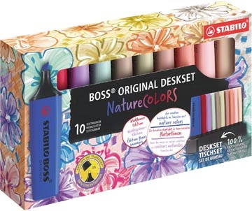 Stabilo STABILO BOSS ORIGINAL NatureCOLORS Wildflower markeerstift, deskset van 10 stuks, assorti