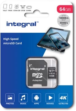 Integral Integral microSDXC geheugenkaart V30, 64 GB
