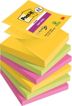 Post-It Super Sticky Post-it Super Sticky Z-notes Carnival, 90 vel, ft 76 x 76 mm, 4 + 2 GRATIS
