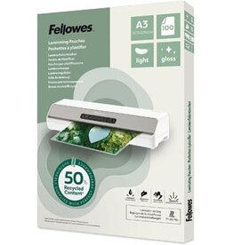 Fellowes lamineerhoes 50 % gerecycleerd, glanzend, ft A3, pak van 100 stuks