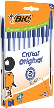 Bic Bic balpen Cristal Medium, blauw, blister van 10 stuks