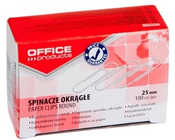 Office Products OFFICE products papierklemmen, 25 mm, gegalvaniseerd, doos van 100 stuks