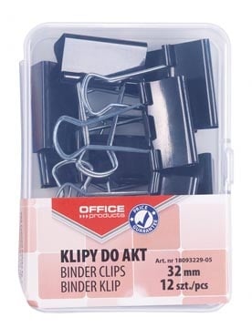 Office Products OFFICE products foldbackclip, zwart, 32 mm, plastic doos van 12 stuks