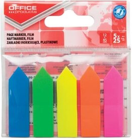 Office Products OFFICE products index pijltjes, 12 x 45 mm, ophangzakje van 5 x 25 tabs, geassorteerde kleuren