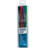 DONAU DONAU D-fine fineliner, 0,4 mm, etui van 4 stuks, geassorteerde kleuren