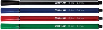 DONAU DONAU D-fine fineliner, 0,4 mm, etui van 4 stuks, geassorteerde kleuren