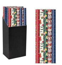 Merkloos Geschenkpapier Kerst Mix, 70 cm x 2 m, geassorteerde kleuren