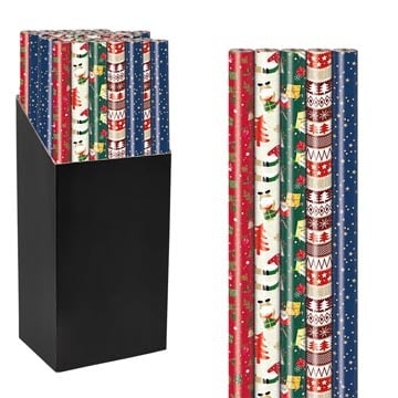 Merkloos Geschenkpapier Kerst Mix, 70 cm x 2 m, geassorteerde kleuren