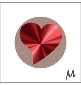 Merkloos Etiket bedrukt, op rol, diameter 39 mm, 500 stuks, kraft, Love hartje