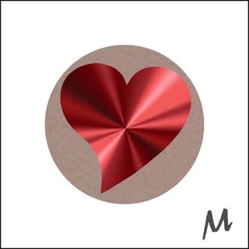 Merkloos Etiket bedrukt, op rol, diameter 39 mm, 500 stuks, kraft, Love hartje