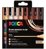Posca Uni Posca paintmarker PC-5M, 1,8 - 2,5 mm, ronde punt, portretkleuren, blister van 8 stuks