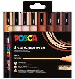 Posca Uni Posca paintmarker PC-5M, 1,8 - 2,5 mm, ronde punt, portretkleuren, blister van 8 stuks