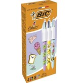 Bic Bic 4-kleurenbalpen Kawai, doos van 12 stuks, assorti