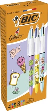Bic Bic 4-kleurenbalpen Kawai, doos van 12 stuks, assorti