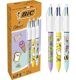 Bic Bic 4-kleurenbalpen Kawai, doos van 12 stuks, assorti