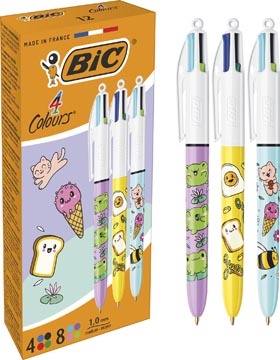 Bic Bic 4-kleurenbalpen Kawai, doos van 12 stuks, assorti